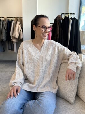 Megztinis su pynėmis Beige - Image 1
