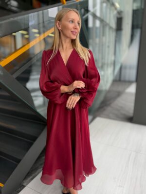 Suknelė Elegant Long Burgundy - Image 3