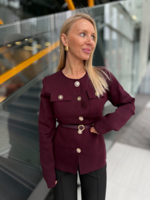 Palaidinė Elegant Buttoned Cardigan Burgundy - Image 1