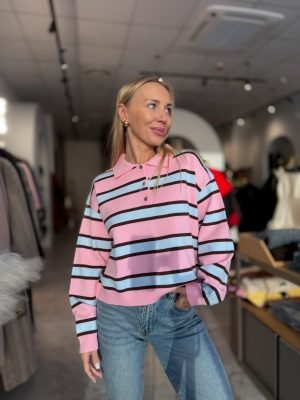 Megztukas Polo Knit BluePink - Image 1