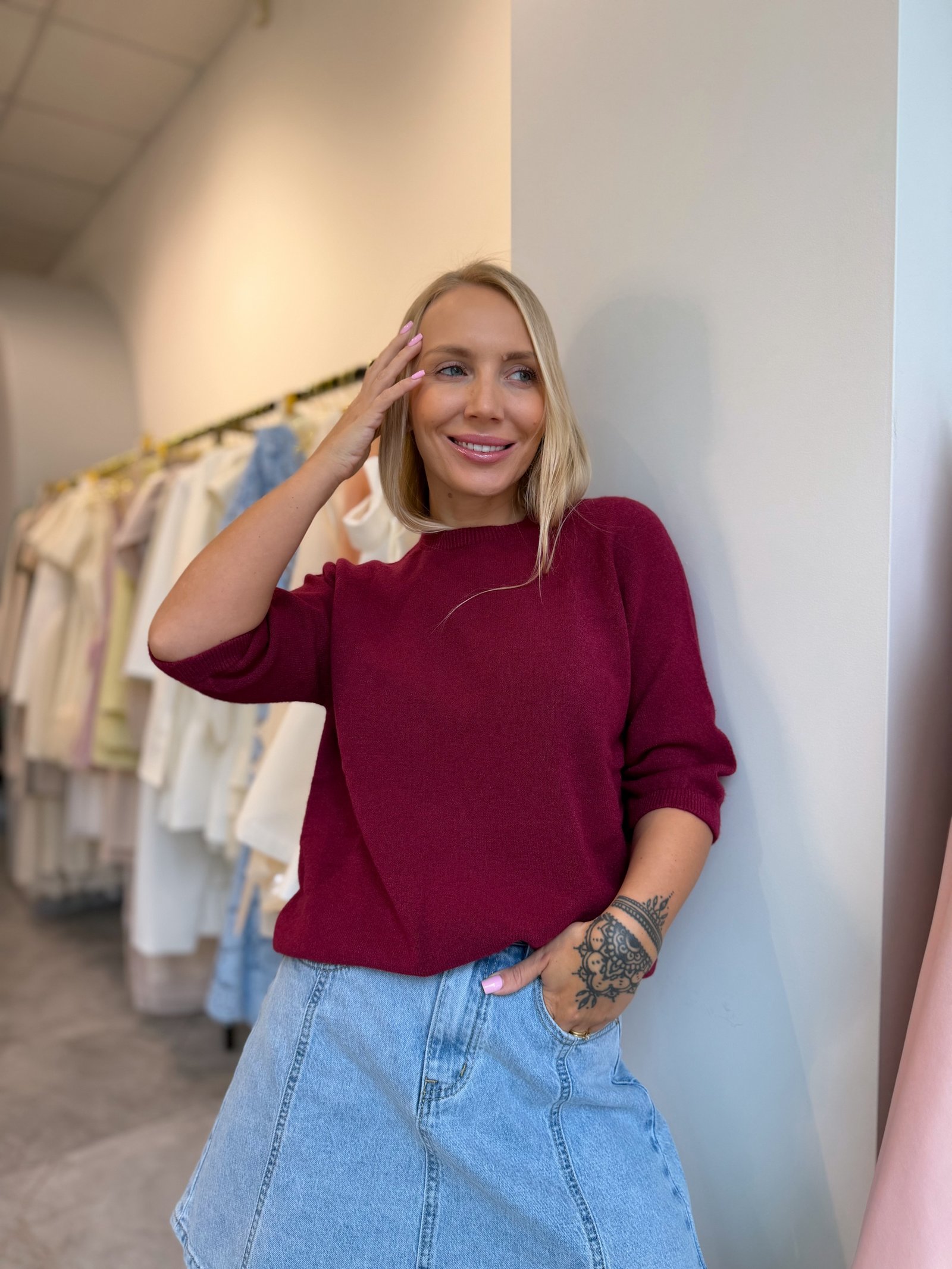 Megztukas Sleeve Burgundy